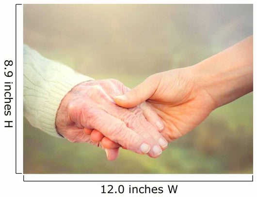 Elderly Woman Holding Hands Wall Decal