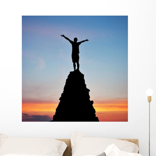 Man Top Mountain Sunset Wall Decal