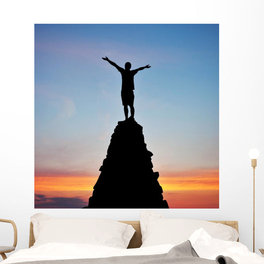 Man Top Mountain Sunset Wall Decal