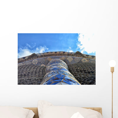 Gaudi Building Park Guell Wall Decal shown on a wall
