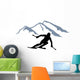 Skier Silhouette Mountains Wall Decal