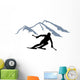 Skier Silhouette Mountains Wall Decal