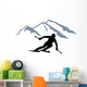 Skier Silhouette Mountains Wall Decal