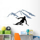 Skier Silhouette Mountains Wall Decal