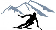 Skier Silhouette Mountains Wall Decal