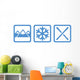 Winter Icons Mountains Snowflake Wall Decal Panoramic Wall Decal