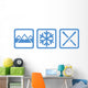 Winter Icons Mountains Snowflake Wall Decal Panoramic Wall Decal