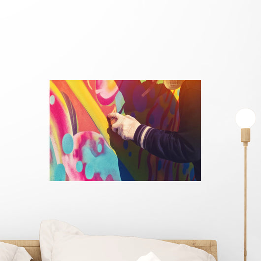 Graffiti Artist Paint Spraying Wall Decal