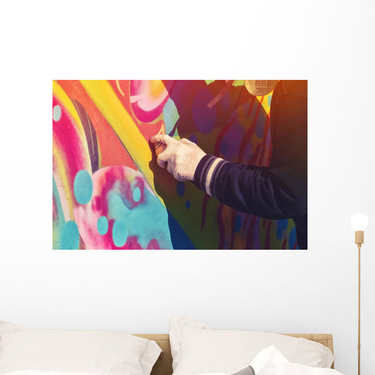 Graffiti Artist Paint Spraying Wall Decal