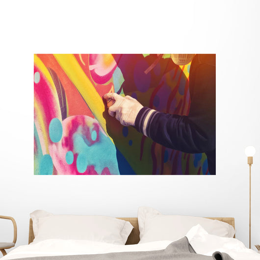 Graffiti Artist Paint Spraying Wall Decal