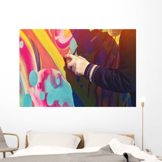 Graffiti Artist Paint Spraying Wall Decal