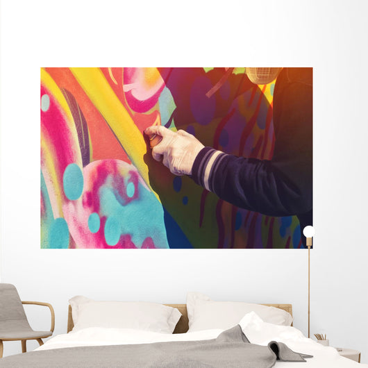 Graffiti Artist Paint Spraying Wall Decal