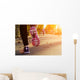 Fitness Girl Running Sunset Wall Decal