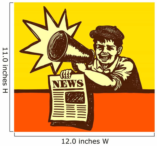 Vintage Newspaper Boy Shouting Wall Decal