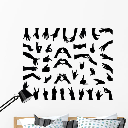 Silhouettes Hands Vector Wall Decal Sticker Set Wall Decal