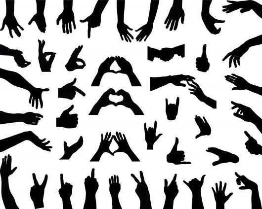 Silhouettes Hands Vector Wall Decal Sticker Set Wall Decal