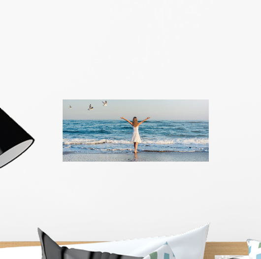 Girl Standing Beach Wall Decal