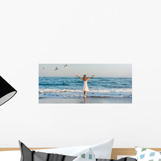 Girl Standing Beach Wall Decal