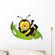 Cute Bee Sitting Green Wall Decal