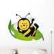 Cute Bee Sitting Green Wall Decal