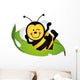 Cute Bee Sitting Green Wall Decal