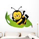 Cute Bee Sitting Green Wall Decal