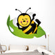 Cute Bee Sitting Green Wall Decal