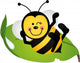 Cute Bee Sitting Green Wall Decal