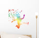 Abstract Man Jumping through Wall Decal