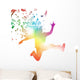 Abstract Man Jumping through Wall Decal