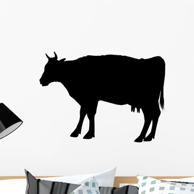 Cow Wall Decal shown on a wall