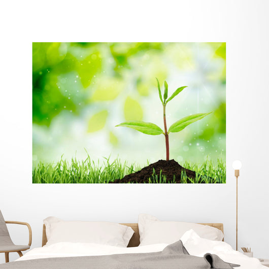 Soil Sapling Tree White Wall Decal