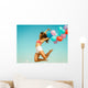Girl Jumping with Colorful Wall Decal