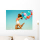 Girl Jumping with Colorful Wall Decal