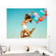 Girl Jumping with Colorful Wall Decal