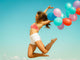 Girl Jumping with Colorful Wall Decal