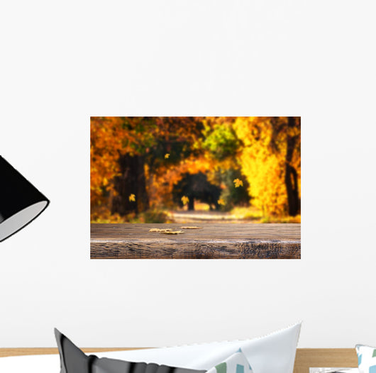 Table with Autumn Leaves Wall Decal