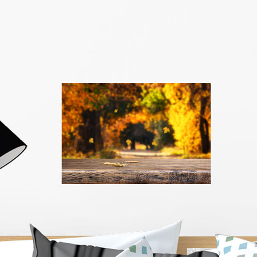Table with Autumn Leaves Wall Decal