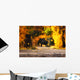 Table with Autumn Leaves Wall Decal