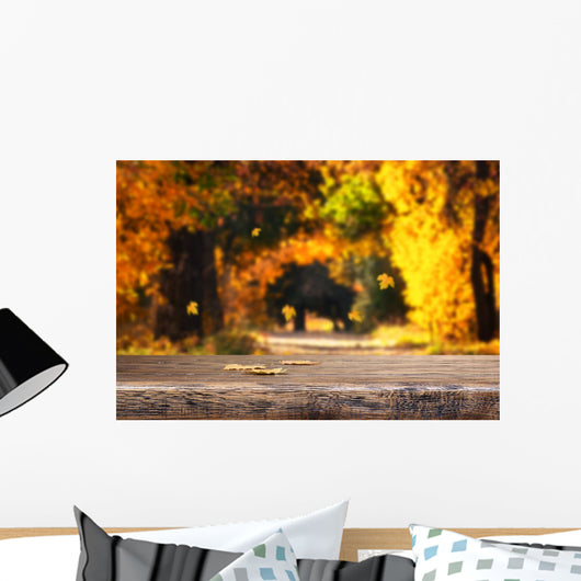 Table with Autumn Leaves Wall Decal