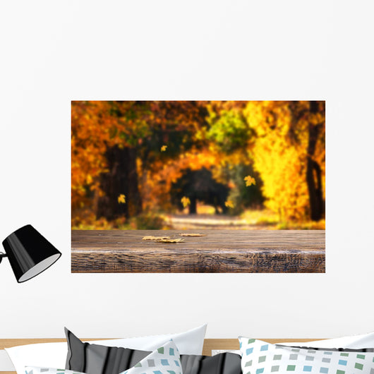 Table with Autumn Leaves Wall Decal