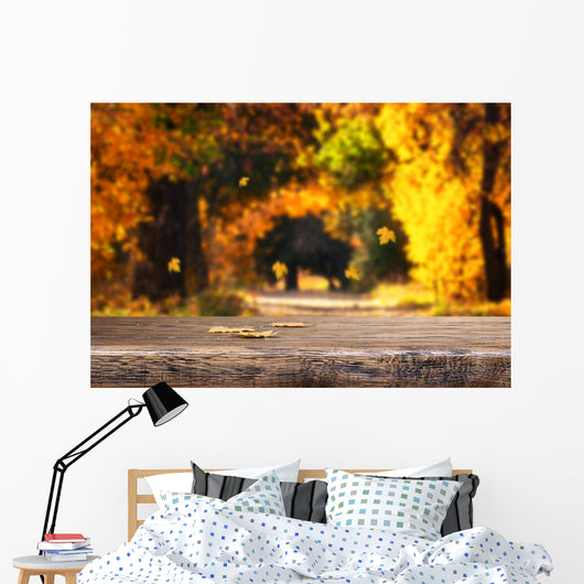 Table with Autumn Leaves Wall Decal