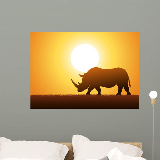 Rhinoceros Silhouette Wall Decal Design 2
