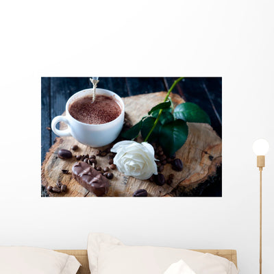 Cappuccino Coffee Cup Wall Decal shown on a wall