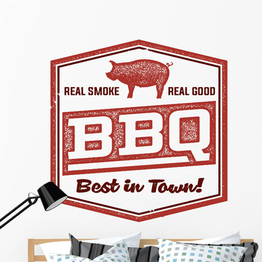 Vintage BBQ Restaurant Sign Wall Decal Design 1