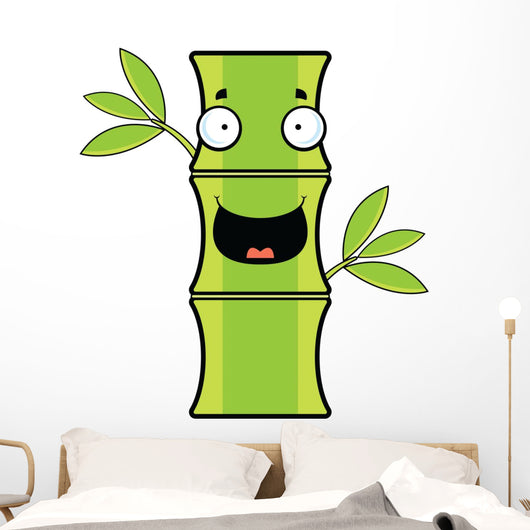 Cartoon Bamboo Happy Wall Decal