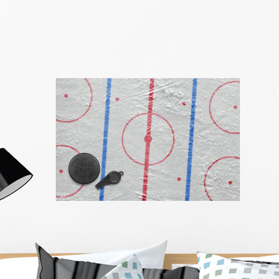 Referee's Hockey Rink Wall Decal shown on a wall
