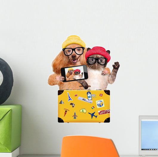 Dog with Cat Taking Wall Decal
