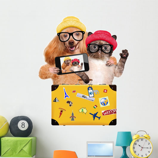 Dog with Cat Taking Wall Decal