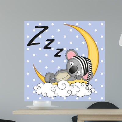 Sleeping Koala Wall Decal shown on a wall